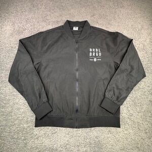 BARBELL BRIGADE Bomber Jacket Black BRBL BRGD Logo Skull Mens Size L